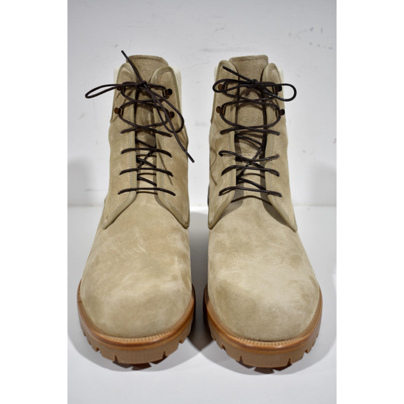Christian Louboutin Trapman Flat Atlas Beige Suede Combat Lace Up Boot 44.5 11.5 - Picture 5 of 12